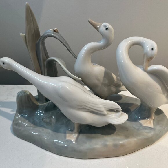 Lladro 4549 3 Geese Group Porcelain Figurine 8" 1970s - Picture 3 of 5